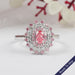 Pink Oval Cut Lab Diamond Double Halo Engagement Ring Ring