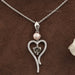 Pearl And Olive Heart Diamond Pendant Necklaces