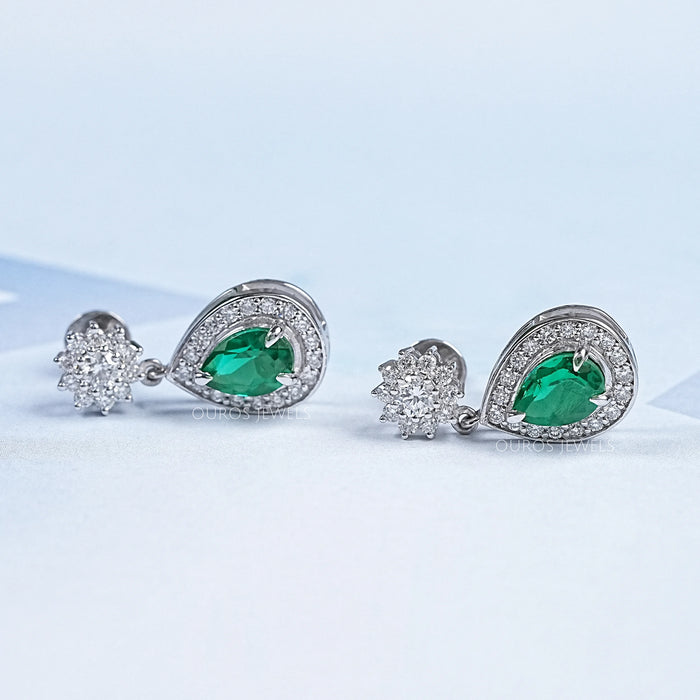 Pear Shape Emerald Drop Earrings Earrings