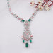 Pink Pear Diamond and Emerald Gemstone Bridal Necklace Necklaces