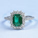 Halo With Accent Diamond Green Emerald Gemstone Ring Rings
