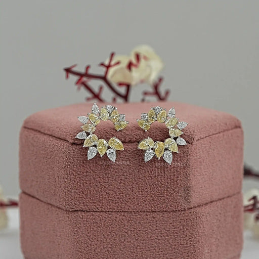 Open Yellow Pear Lab Diamond Hoop Earrings Earrings