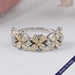Yellow Pear Shape Floral Style Half Eternity Diamond Band Ring
