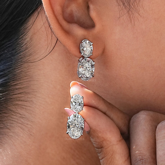 Margot Robbie Annual Oval Lab Diamond Earrings Earrings