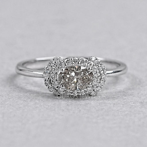 Oval Shape Olive Diamond Halo Ring Ring