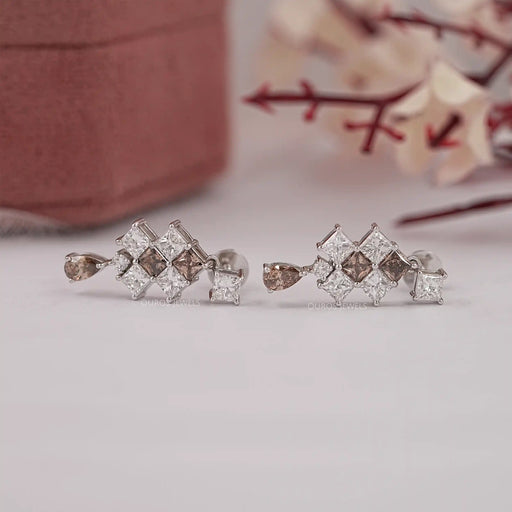 Brown Princess Lab Diamond Drop Earrings Earrings