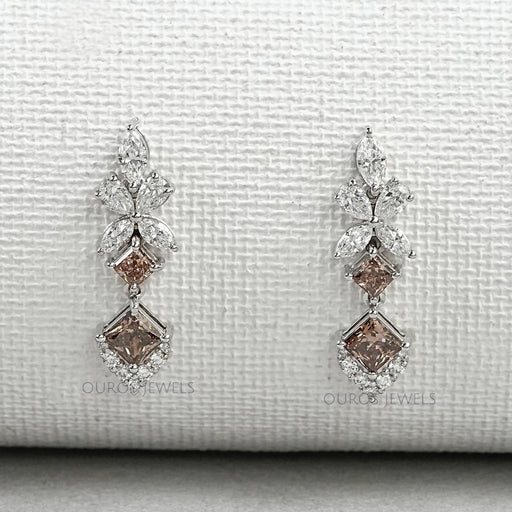 Champagne Princess Cut Drop Earrings Earrings