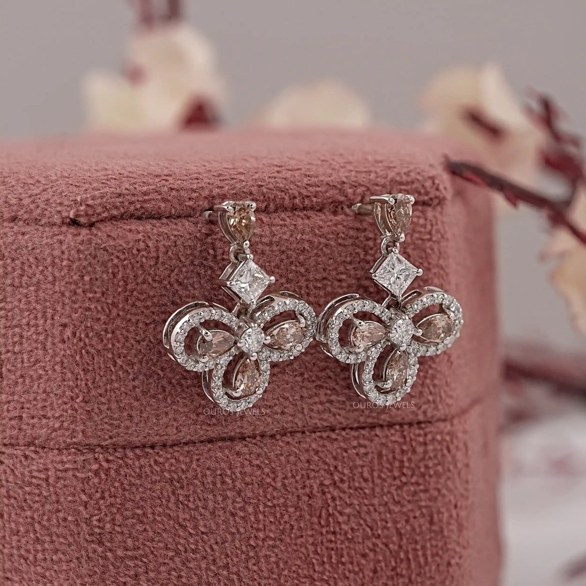 Chocolate Pear Lab Diamond Drop Earrings Earrings