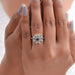 Fancy Brown Octagon Cut Lab Diamond Double Halo Ring Ring