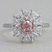 Pink Round Cut Halo Triangle Engagement Ring Rings