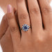 Blue Cushion Cut Lab Gemstone Double Halo Ring Ring