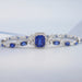Sapphire Emerald Cut Halo Diamond Bracelet