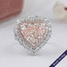 Pink Herat Cut Lab Diamond Double Halo Engagement Ring Ring