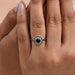 Black Round Diamond Double Halo Engagement Ring Rings