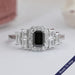 Black Emerald Diamond Accent Halo Engagement Ring Rings