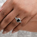 Black Oval Diamond Accent With Halo Engagement Ring Rings