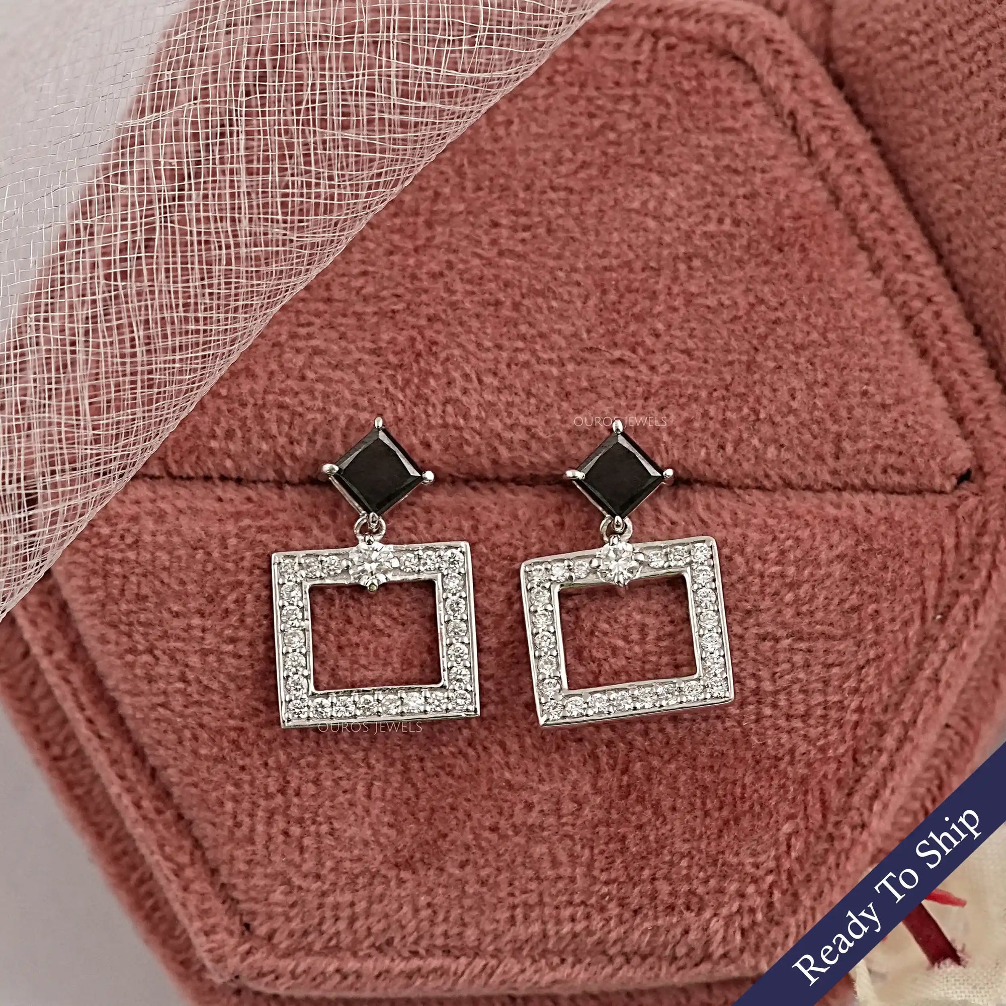 Black Princess Lab Diamond Drop Earrings Earrings