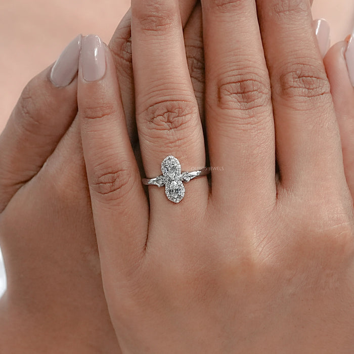 Two Stone Step Cut Pear Diamond Wedding Ring Rings
