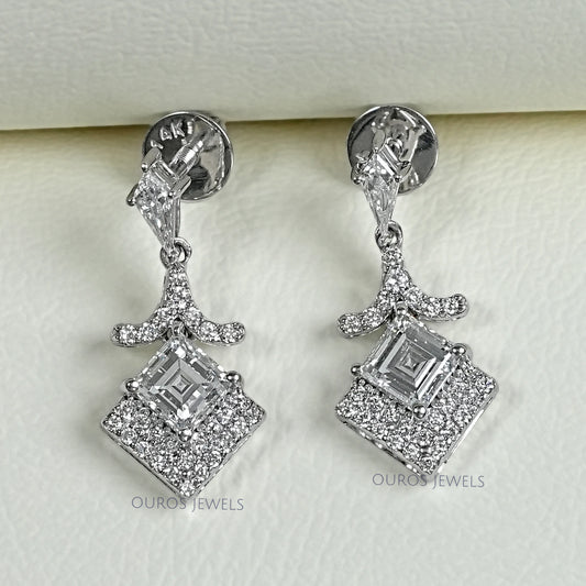Carre Cut Lab Diamond Dangle Earrings Earring