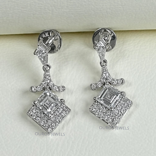 Carre Cut Lab Diamond Dangle Earrings Earring