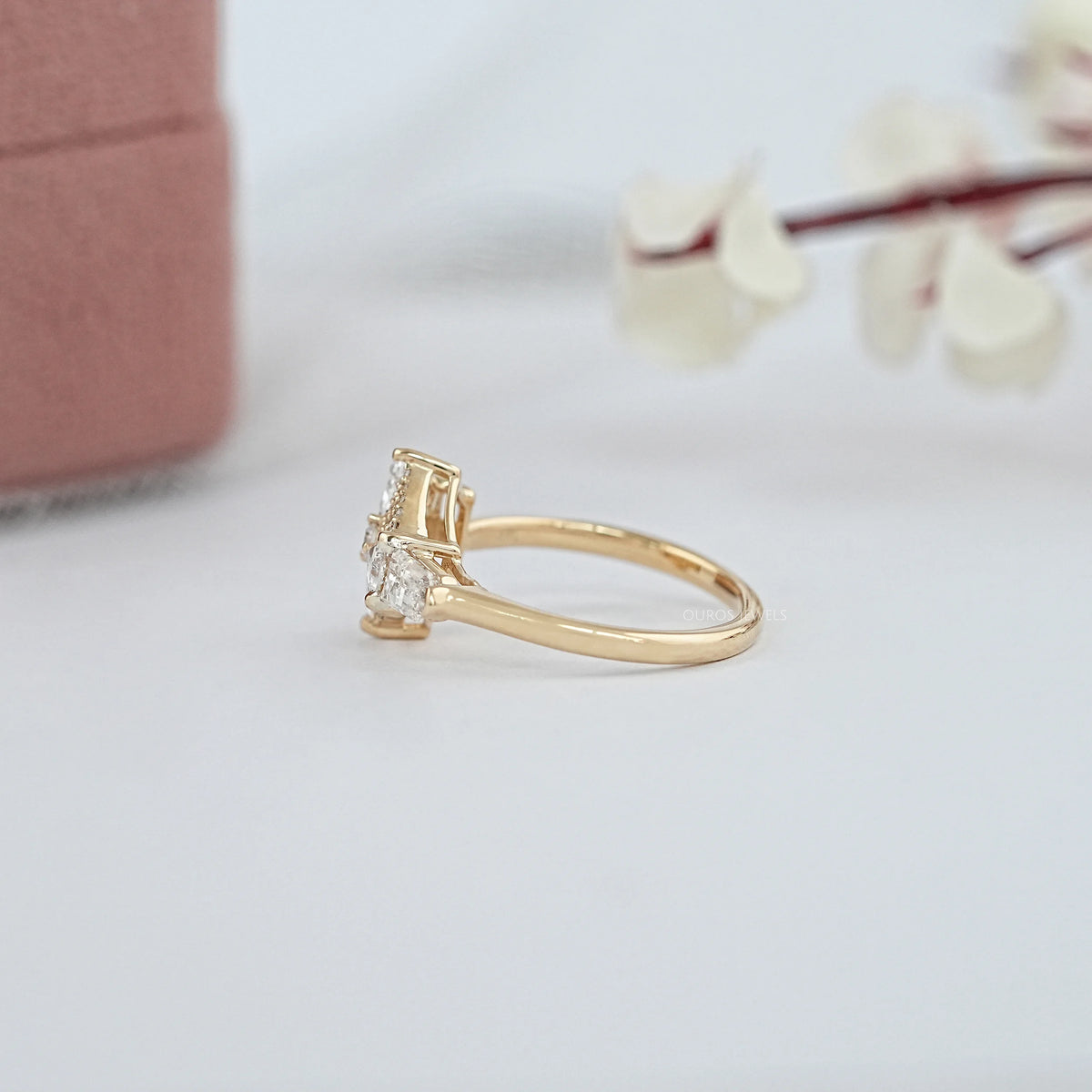 Step Cut Arrow And Round Diamond Anniversary Ring Rings