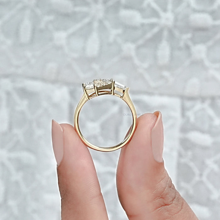 Step Cut Arrow And Round Diamond Anniversary Ring Rings