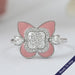 Antique Floral Cut Pink Enamel Engagement Ring Rings