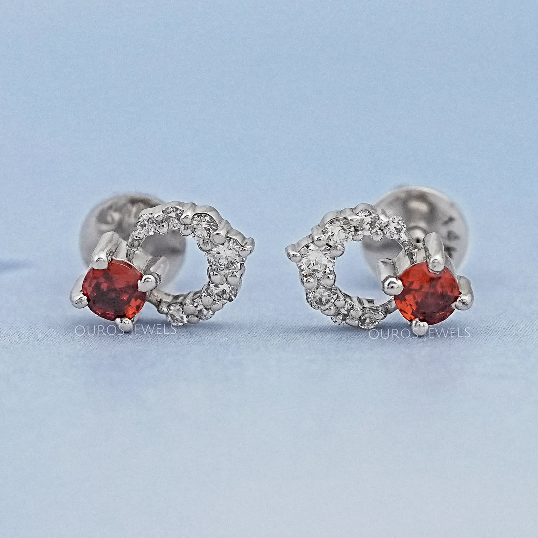 Red Ruby Lab Gemstone Drop Earrings