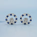 Blue Sapphire Gemstone Circle Stud Earrings