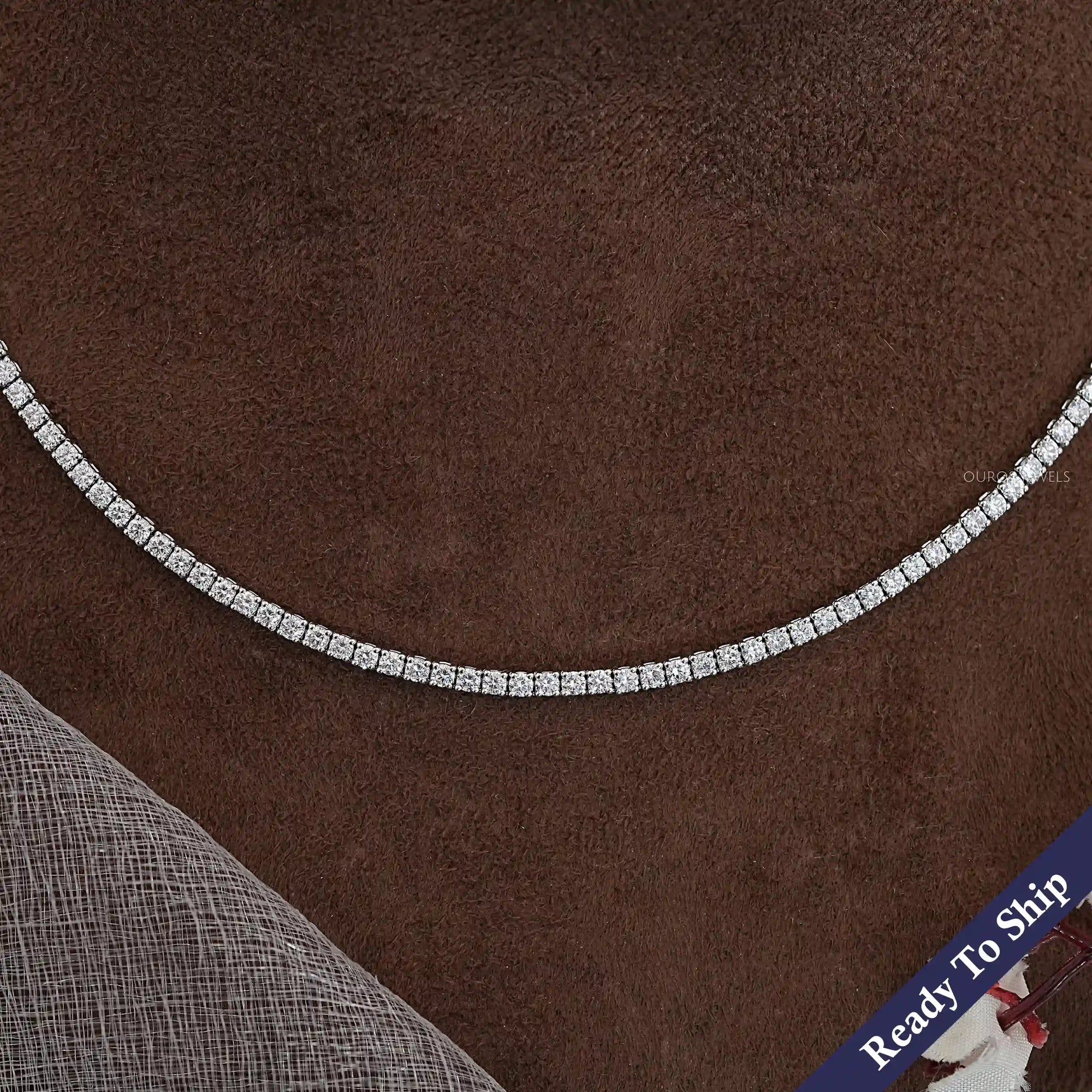 Round Lab Diamond Tennis Necklace Necklaces