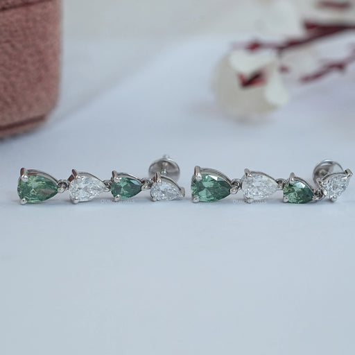 Green Pear Lab Diamond Dangle Earrings Earrings