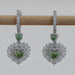 Green Heart Diamond Halo Set Dangle Earring