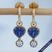 Sapphire Heart And Round Cut Black Coating Huggie Drop Earrings
