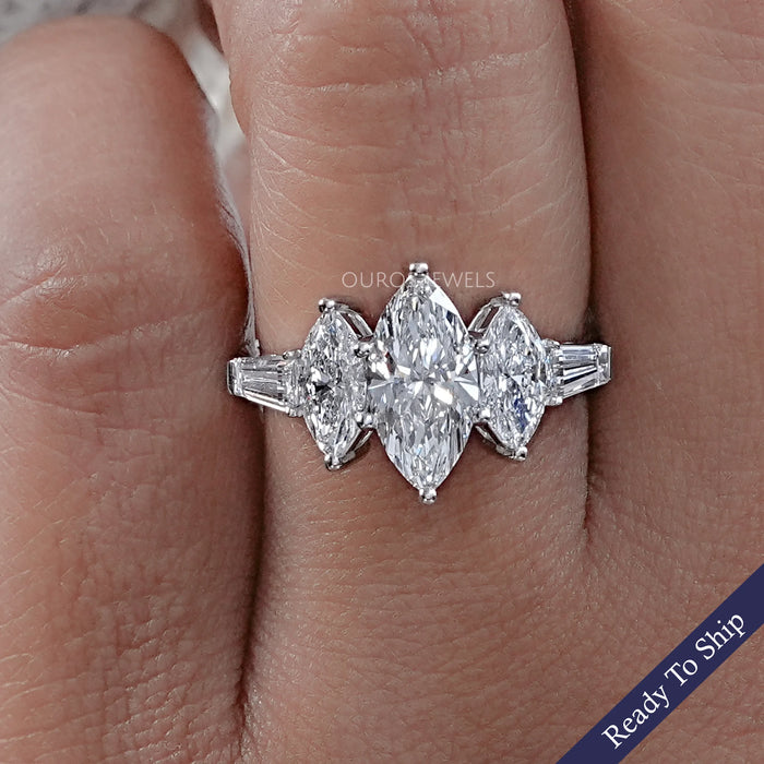 Five Stone Marquise Lab Diamond Engagement Ring