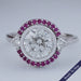 Bezel OEC Round Cut And Pink Sapphire Halo Engagement Ring