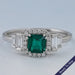 Green Asscher Gemstone Halo Diamond Engagement Ring
