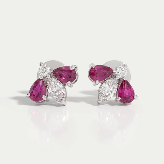 Ruby Pear And Marquise Lab Diamond Stud Earrings Earring