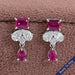 Pink Emerald Gemstone And Pear Diamond Drop Earrings