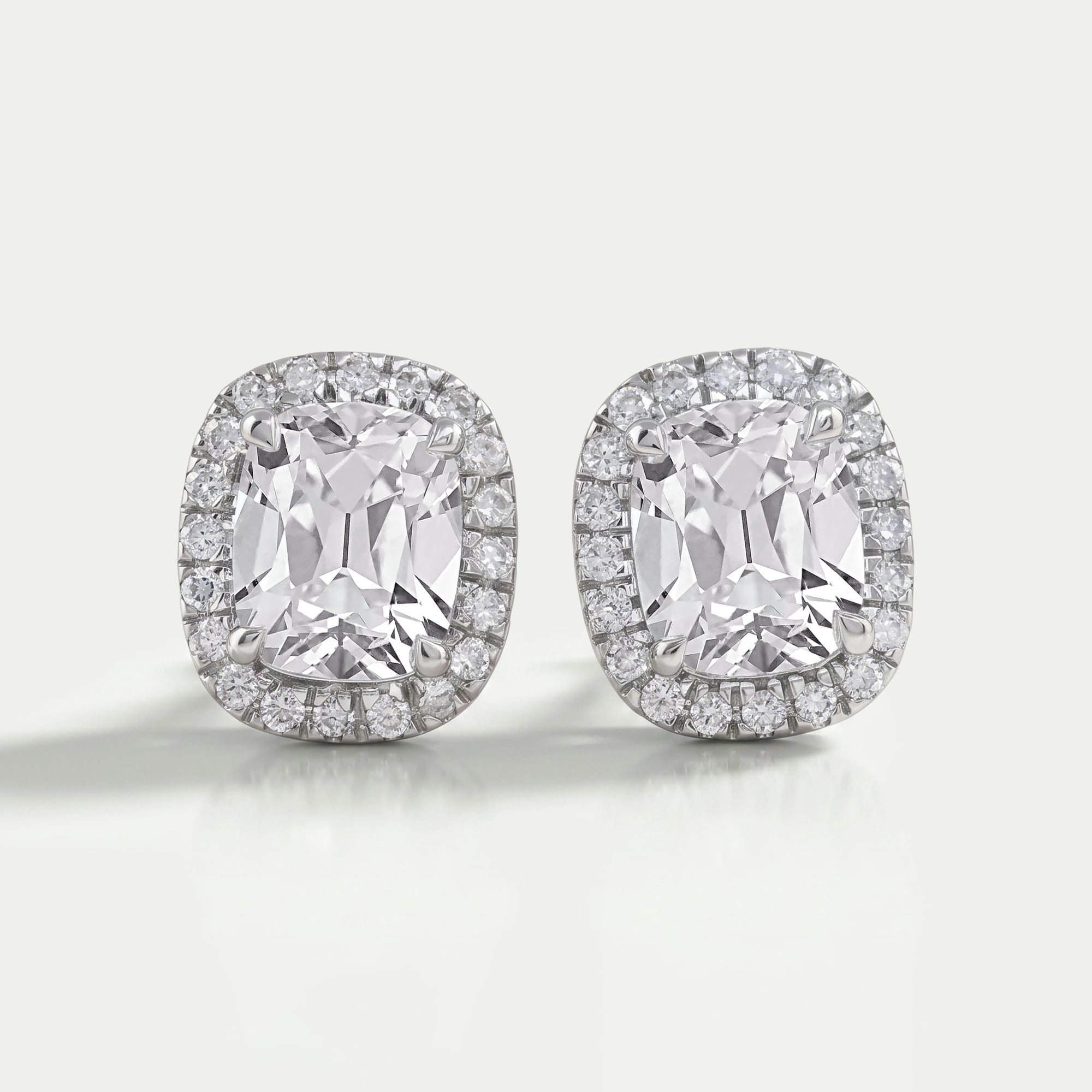 Alte Mine Cushion Schliff Halo Ohrringe
