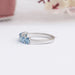 Pink and Blue Oval Seven Diamond Wedding Bands Ring