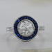 OEC Round Diamond Surround Sapphire Baguette Halo Ring Ring