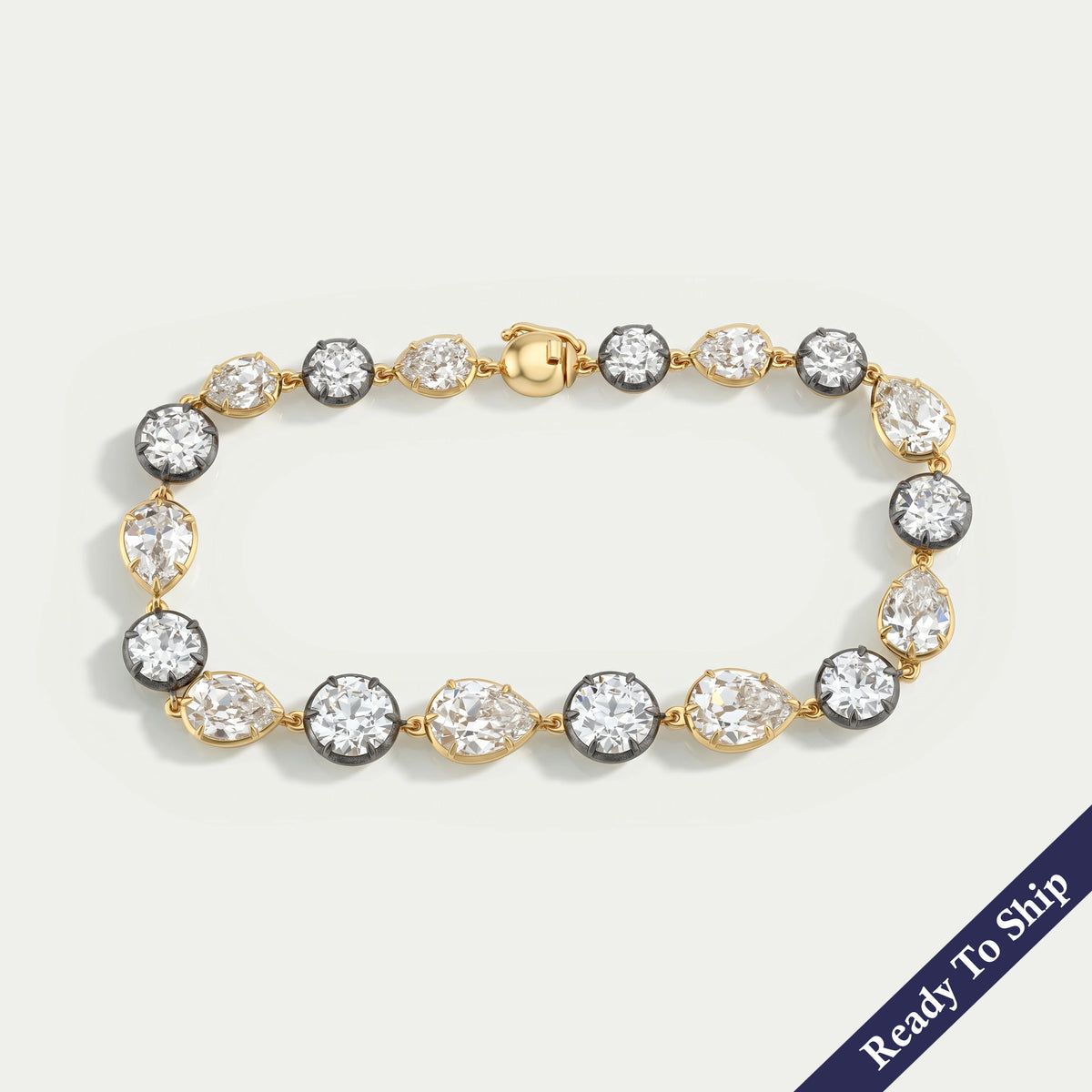 Multi Shape Diamond Button Back Tennis Bracelet Bracelet