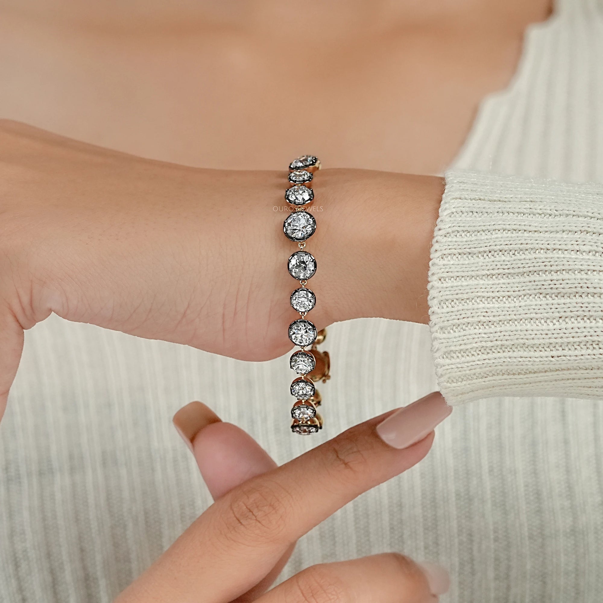 OEC Rundschliff Labor Diamant Armband mit Schwarzer Beschichtung
