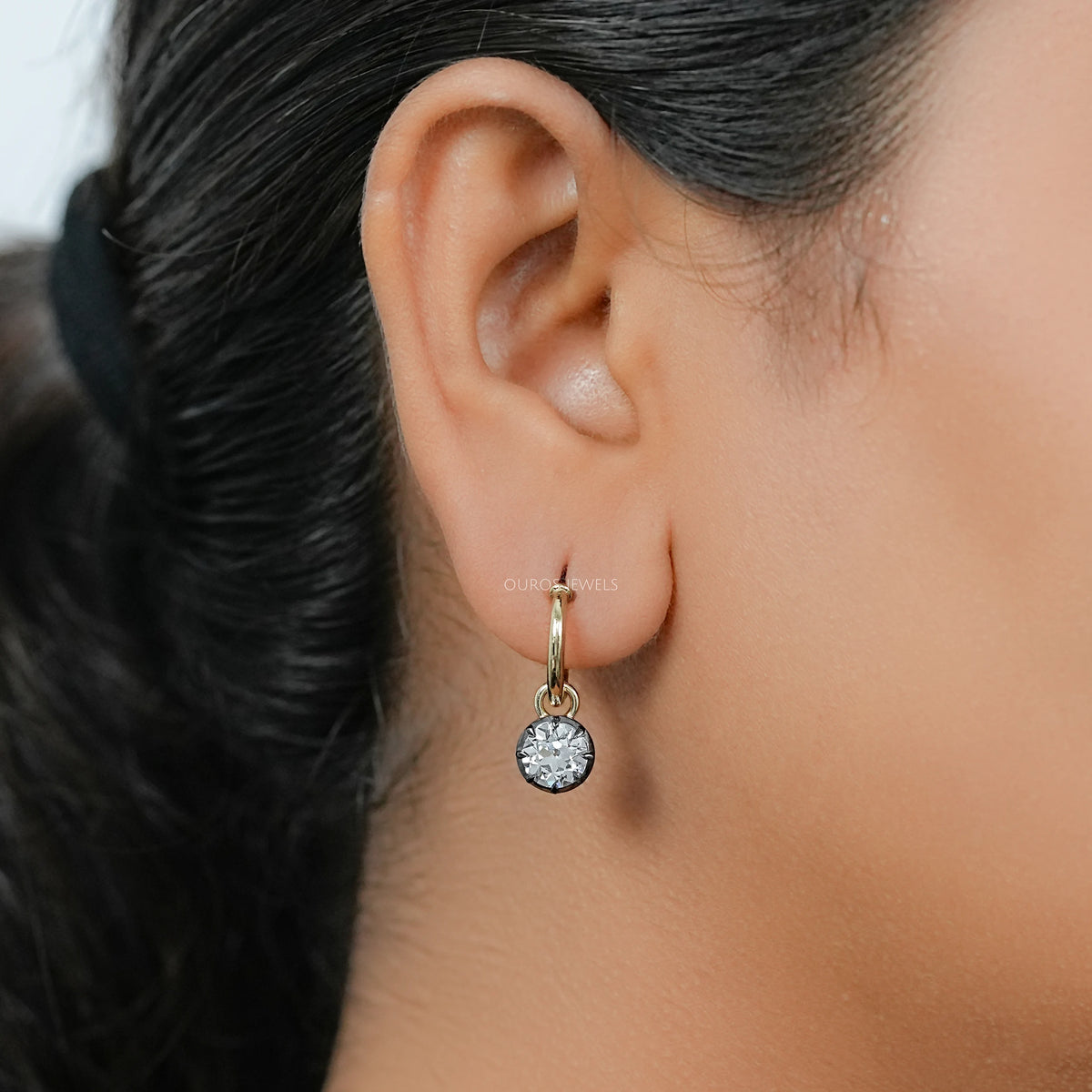 Trio Rosenschliff Runde Diamant-Halo-Ohrstecker