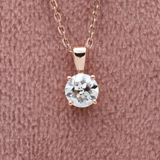 Old European Round Cut Solitaire Pendant Necklaces