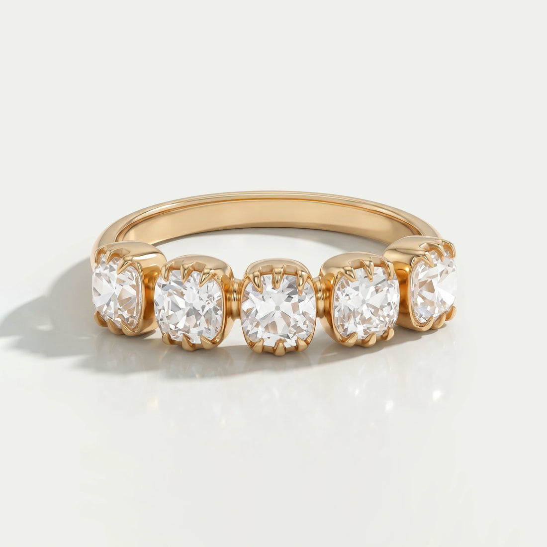 Old Mine Cushion Cut Five Stone Ring Rings