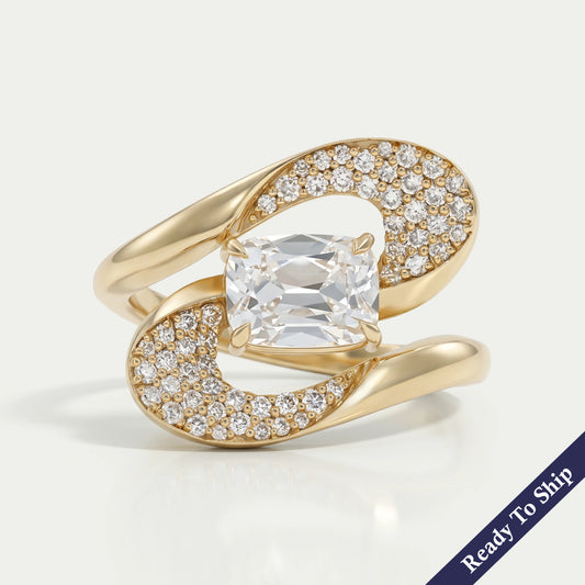 Old Mine Cushion Cut Diamond Accent Bypass Ring Rings