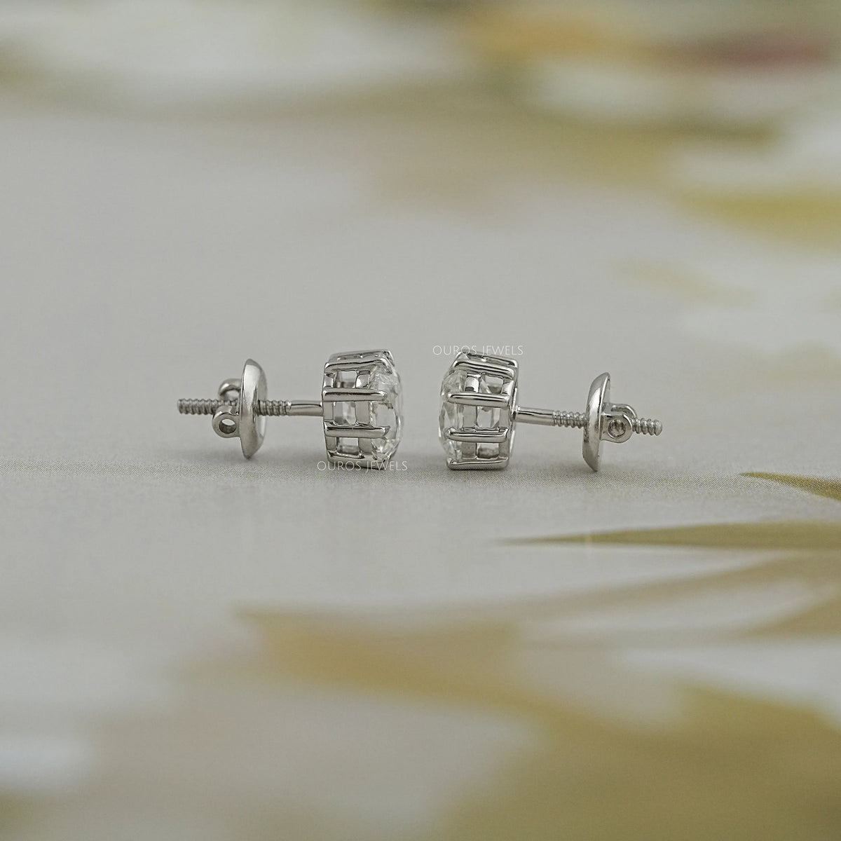 Old Mine Cushion Cut Lab Diamond Stud Earrings Earring