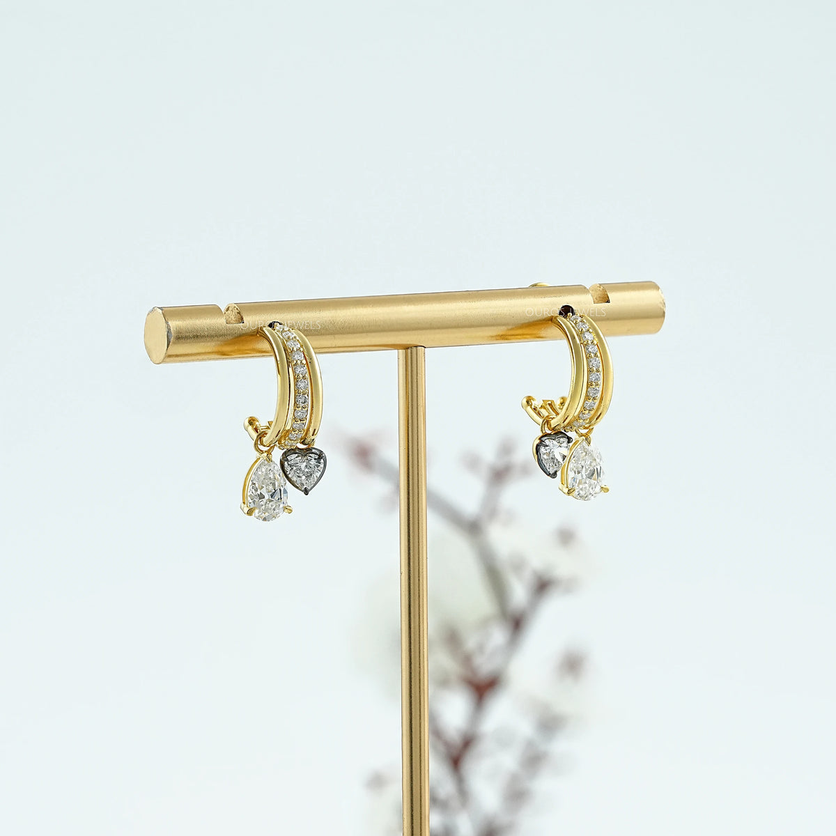 Trio Rosenschliff Runde Diamant-Halo-Ohrstecker