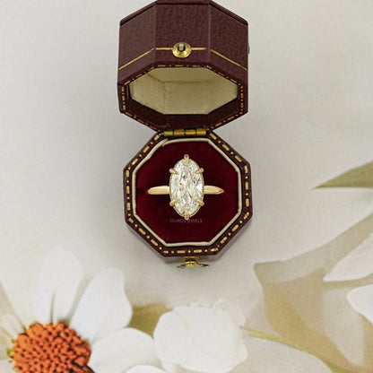 Old Mine Moval Cut Hidden Halo Engagement Ring Ring